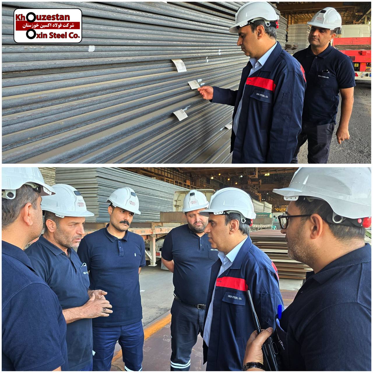 بازدید مدیر عامل شرکت فولاد اکسین خوزستان از انبار محصولات؛ تأکید بر بهینه‌سازی فرآیندها و قدردانی از کارکنان